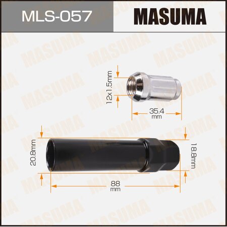 Locking lug wheel nut set Masuma M12x1.5(R), MLS-057