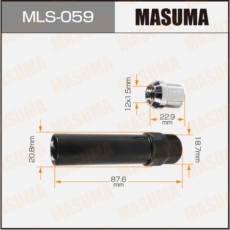 Locking lug wheel nut set Masuma M12x1.5(R), MLS-059