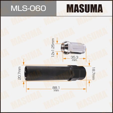 Locking lug wheel nut set Masuma M12x1.25(R), MLS-060