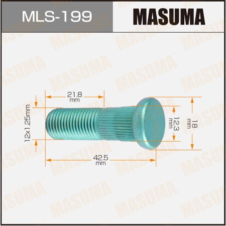 Wheel stud Masuma M12X1.25(R), MLS-199