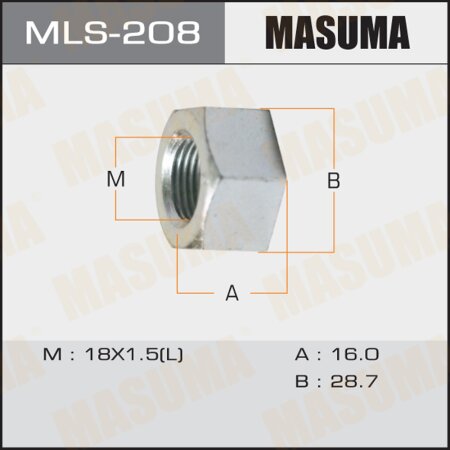 Wheel nut Masuma M 18x1.5(L) size 29 open-end, MLS-208