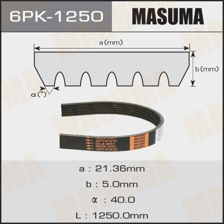 Drive V-Ribbed belt Masuma, 6PK-1250