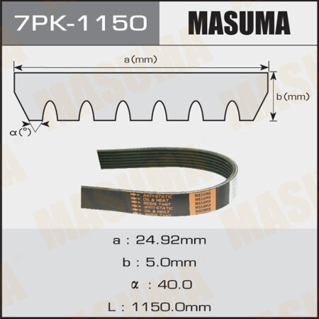 Drive V-Ribbed belt Masuma, 7PK-1150