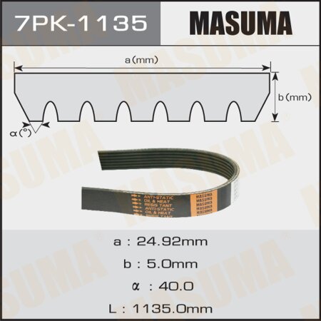 Drive V-Ribbed belt Masuma, 7PK-1135