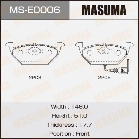 Brake pads Masuma, MS-E0006