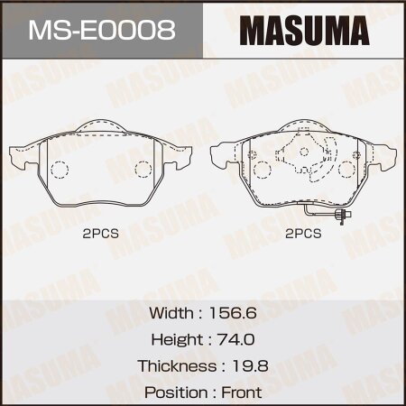 Brake pads Masuma, MS-E0008