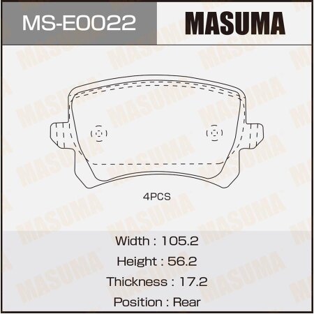 Brake pads Masuma, MS-E0022