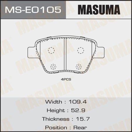 Brake pads Masuma, MS-E0105