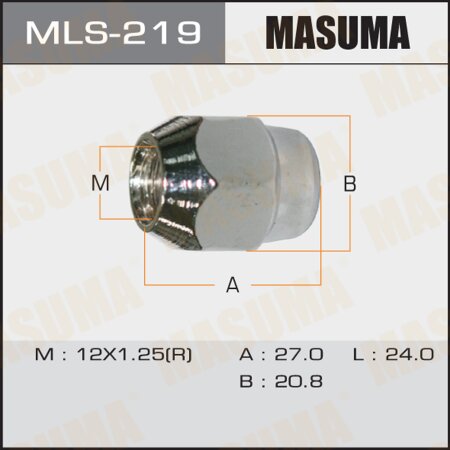 Wheel nut Masuma M12x1.25(R) size 21, MLS-219