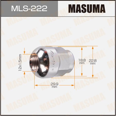 Wheel nut Masuma M12x1.5(R) size 19, MLS-222