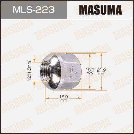 Wheel nut Masuma M12x1.5(R) size 19 open-end, MLS-223