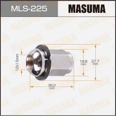 Wheel nut Masuma M12x1.5(R) size 19, MLS-225