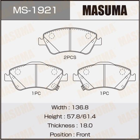 Brake pads Masuma, MS-1921