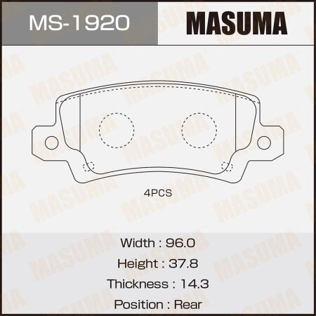 Brake pads Masuma, MS-1920