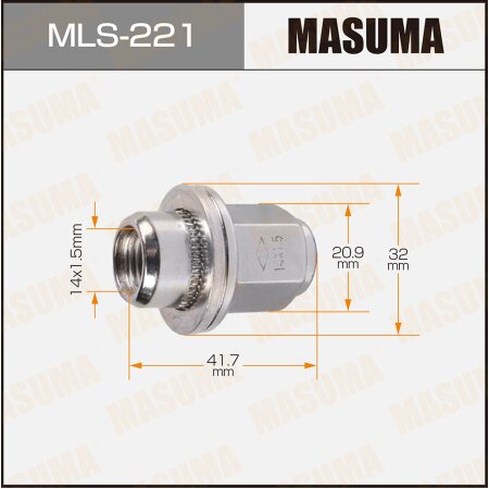 Wheel nut Masuma M14x1.5(R) size 21, MLS-221