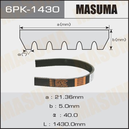 Drive V-Ribbed belt Masuma, 6PK-1430