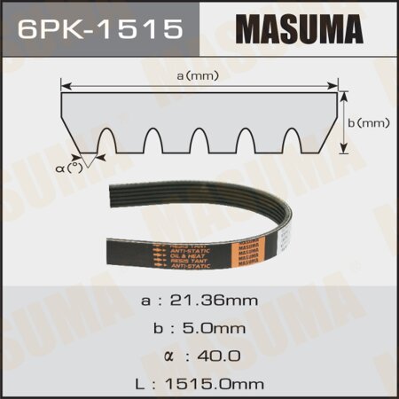 Drive V-Ribbed belt Masuma, 6PK-1515