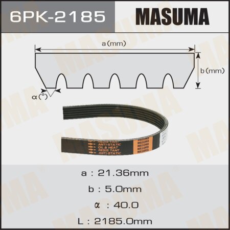 Drive V-Ribbed belt Masuma, 6PK-2185