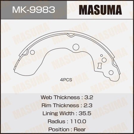 Brake shoes Masuma, MK-9983