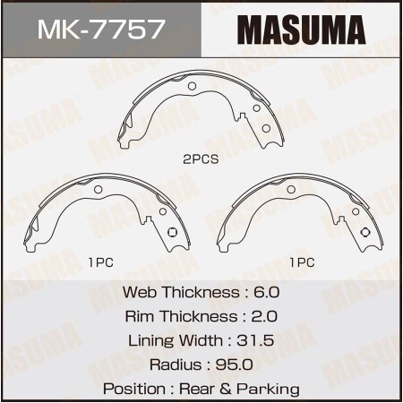 Brake shoes Masuma, MK-7757