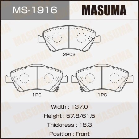 Brake pads Masuma, MS-1916