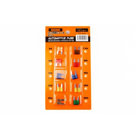 Car fuse Masuma mini, set of 10 pcs (7.5 - 30A), FS-061