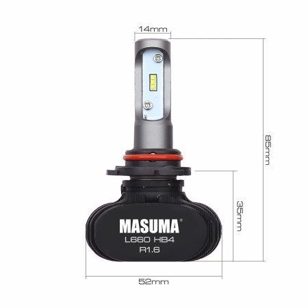 LED bulb Masuma, HB4 6000K 4000Lm P22d (S1 series), L660