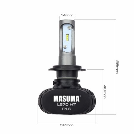 LED bulb Masuma, H7 6000K 4000Lm PX26d (S1 series), L670