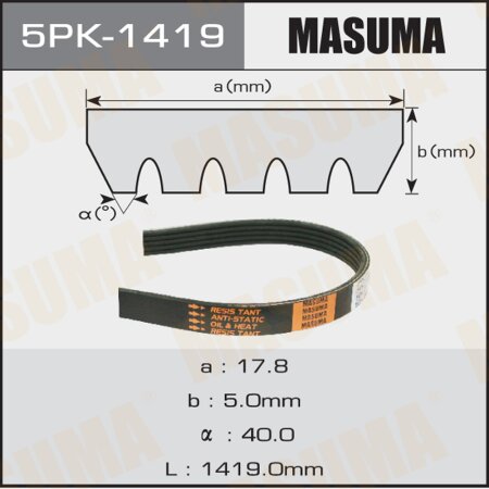 Drive V-Ribbed belt Masuma, 5PK-1419