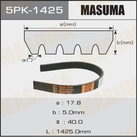 Drive V-Ribbed belt Masuma, 5PK-1425