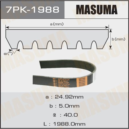 Drive V-Ribbed belt Masuma, 7PK-1988