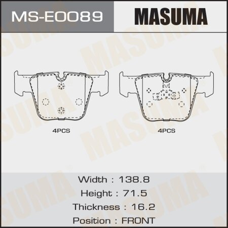 Brake pads Masuma, MS-E0089