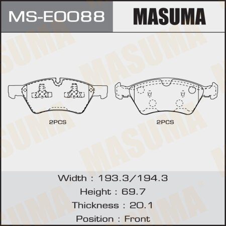 Brake pads Masuma, MS-E0088