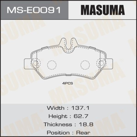 Brake pads Masuma, MS-E0091