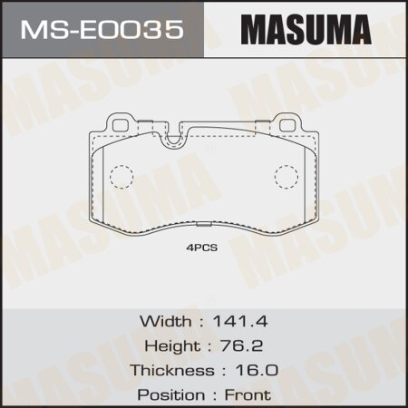 Brake pads Masuma, MS-E0035