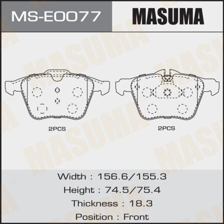 Brake pads Masuma, MS-E0077