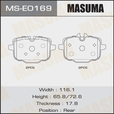 Brake pads Masuma, MS-E0169