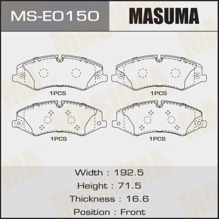 Brake pads Masuma, MS-E0150