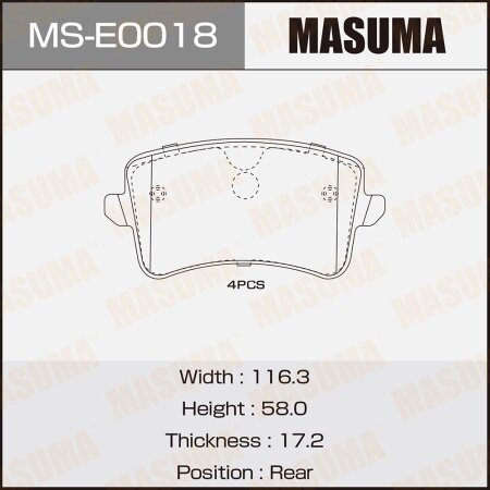 Brake pads Masuma, MS-E0018