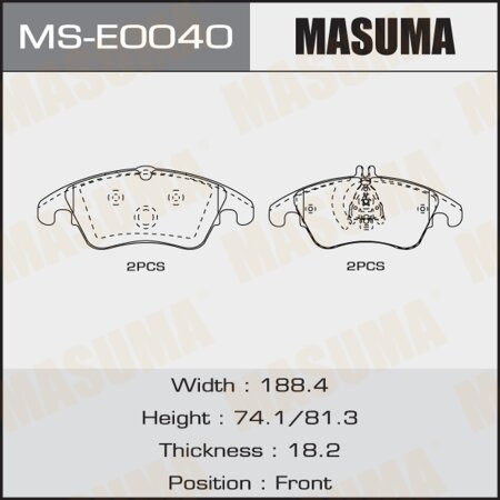 Brake pads Masuma, MS-E0040