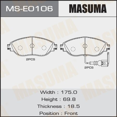 Brake pads Masuma, MS-E0106