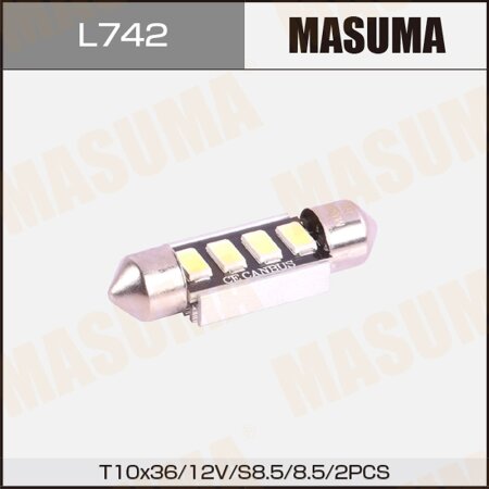 Bulbs Masuma, Festoon C10W (SV8,5, T10x37) 12V 10W (LED), L742