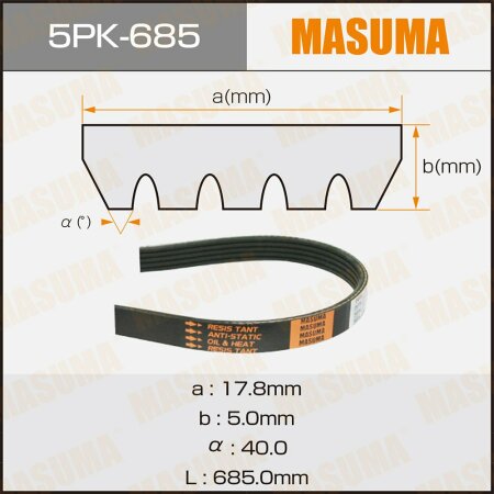 Drive V-Ribbed belt Masuma, 5PK-685