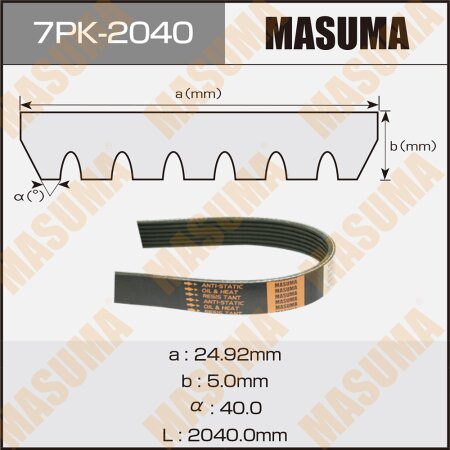 Drive V-Ribbed belt Masuma, 7PK-2040