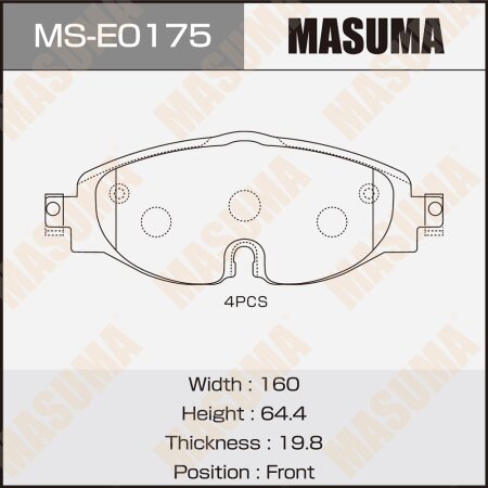 Brake pads Masuma, MS-E0175