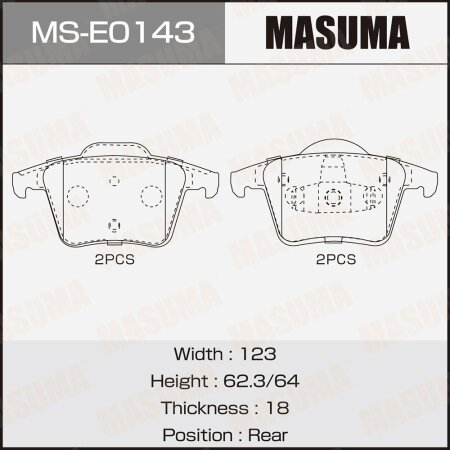 Brake pads Masuma, MS-E0143