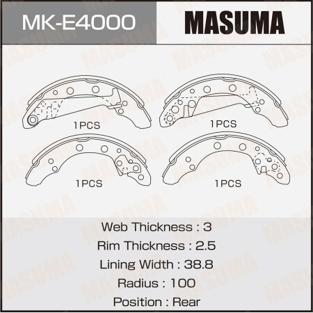 Brake shoes Masuma, MK-E4000