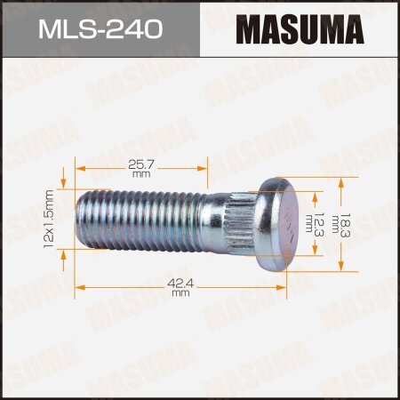 Wheel stud Masuma M12x1.5(R), MLS-240