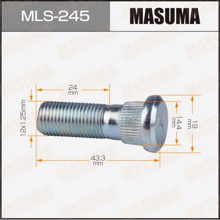 Wheel stud Masuma M12x1.25(R), MLS-245