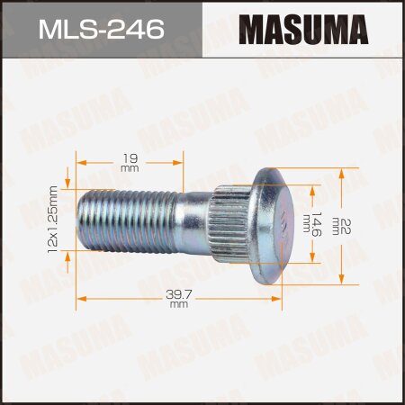 Wheel stud Masuma M12x1.25(R), MLS-246